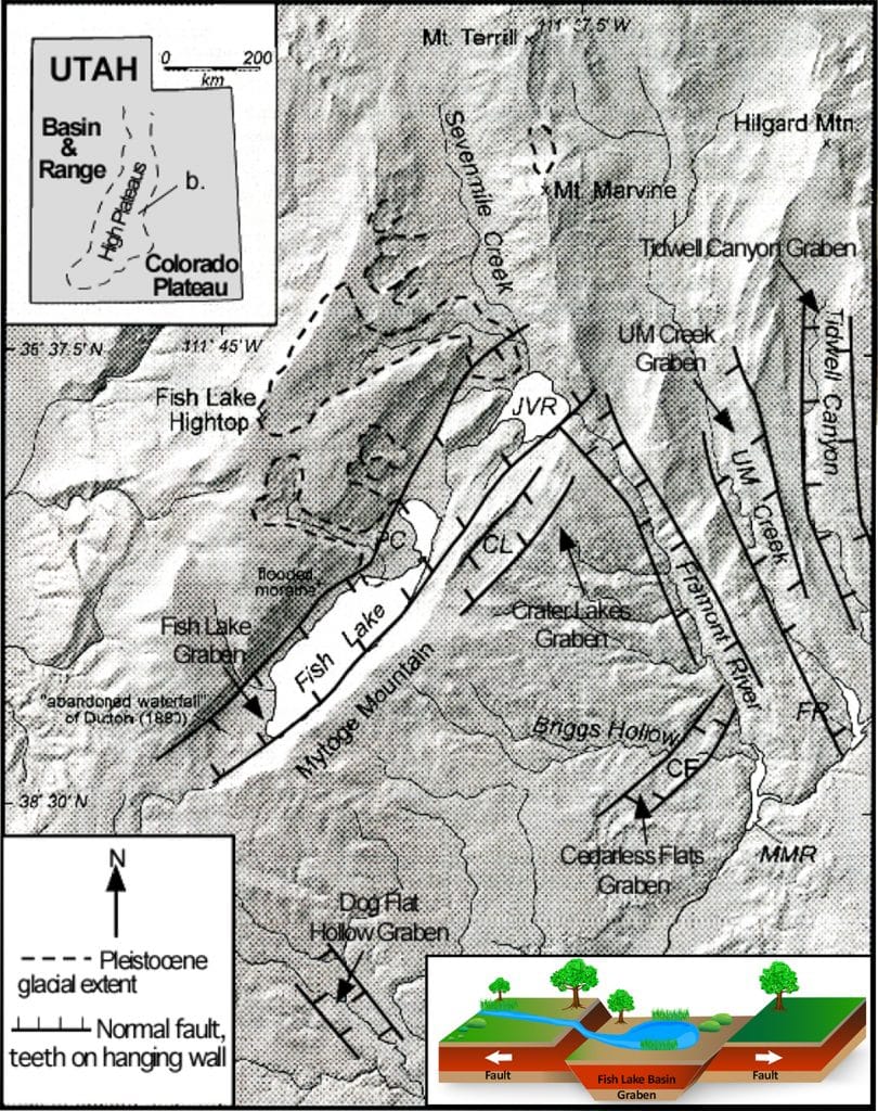 map of fishlake basin showing fault lines