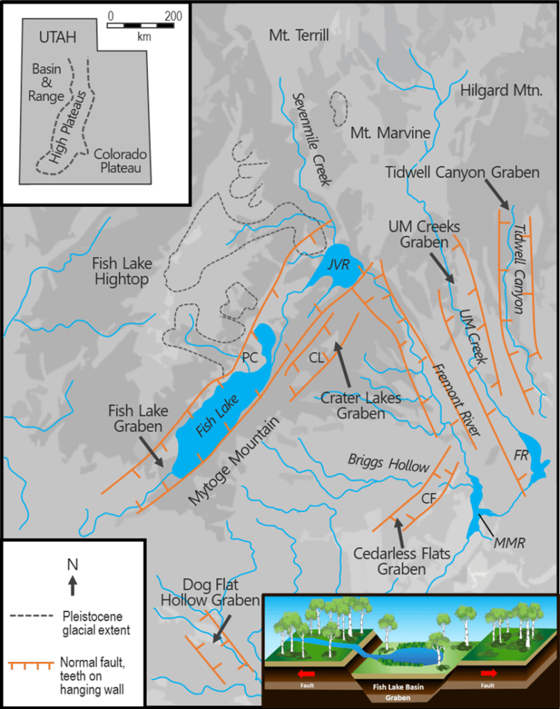Utah Geologic Map with Graben Illustration